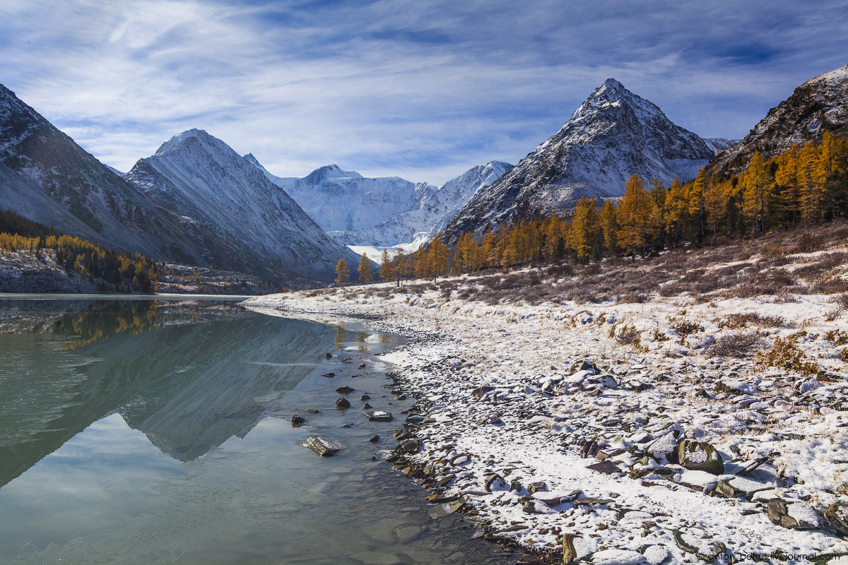 Golden autumn in Altai. Lake Akkem 05