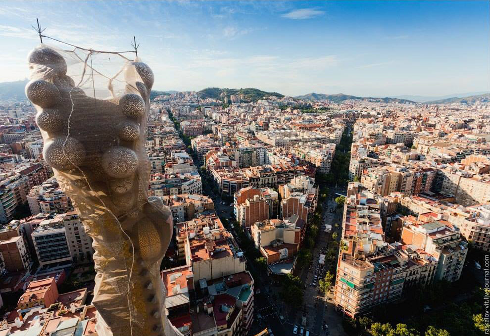At the top of the Sagrada Familia in Barcelona 00