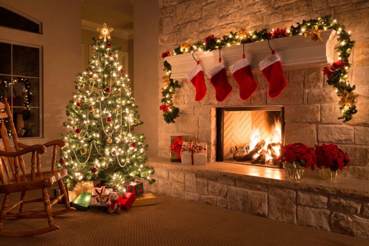 New year images with Christmas trees and fireplaces 02
