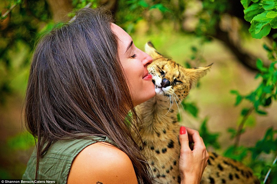 Brave girl-the photographer easily finds common language with wild animals 09