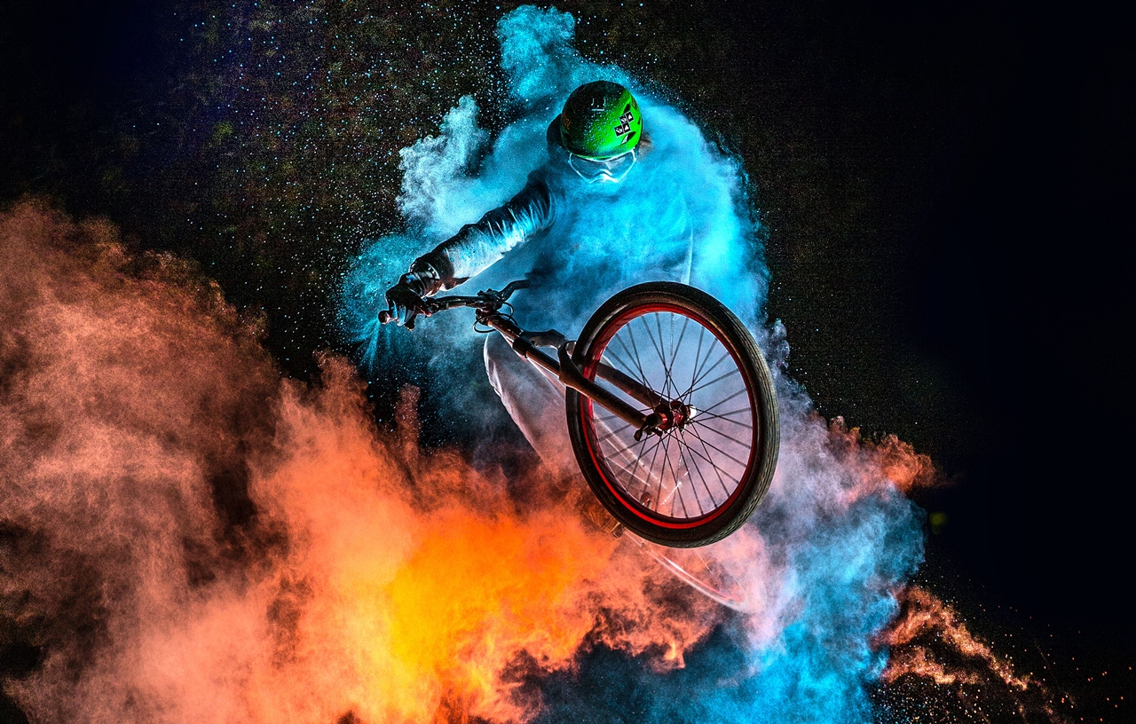 Colored flying cyclists 11