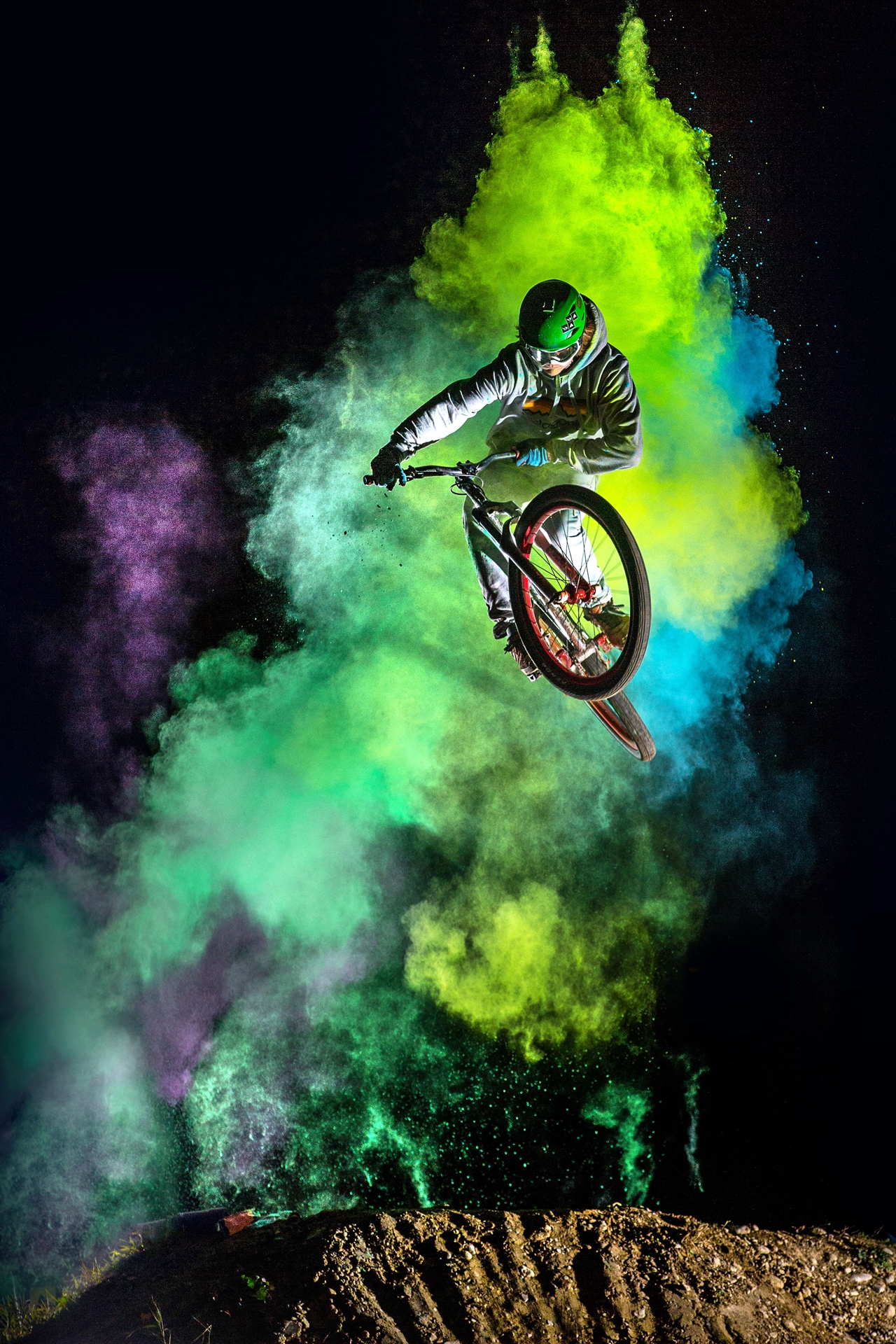Colored flying cyclists 12