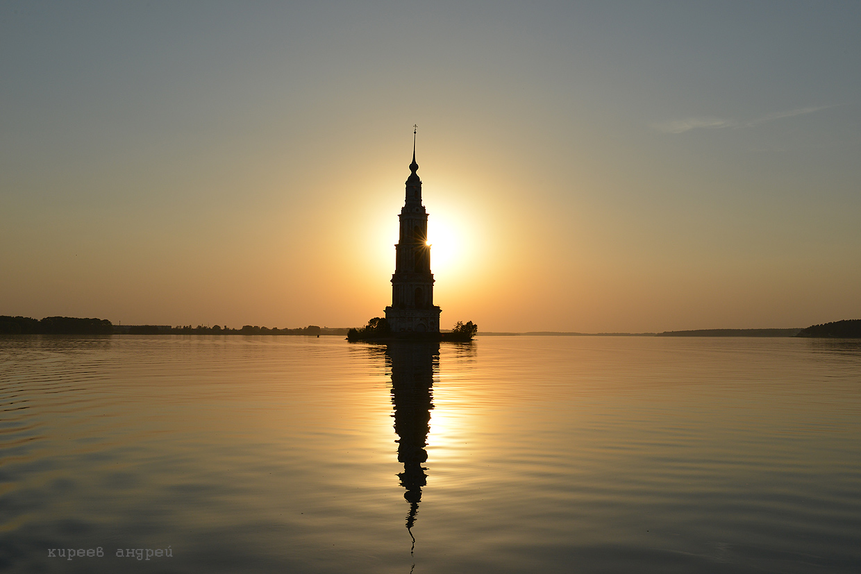 The flooded belfry is a symbol of the city Kalyazin 20
