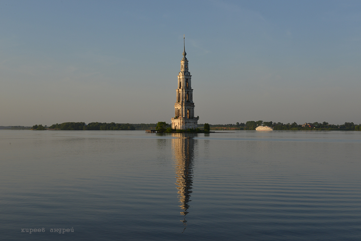 The flooded belfry is a symbol of the city Kalyazin 06