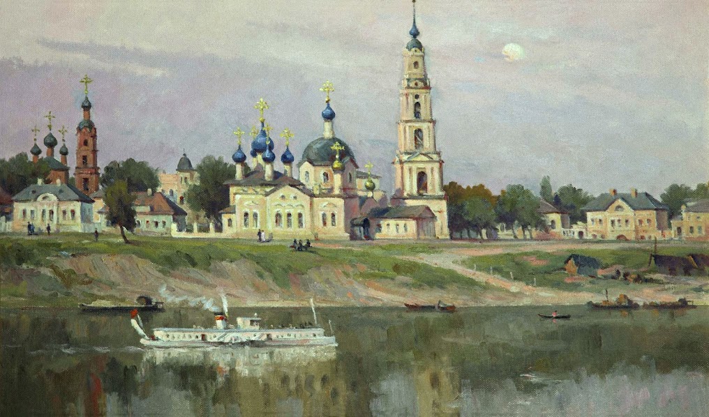 The flooded belfry is a symbol of the city Kalyazin 21