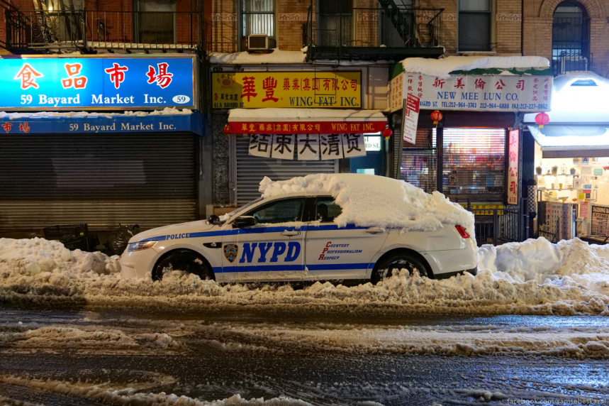 Снегопад в Нью-Йорке 