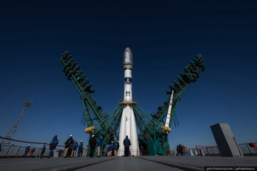 Космодром Байконур — запуск ракеты «Союз-2» 