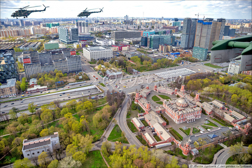 Москва с вертолёта на репетиции Парада Победы 